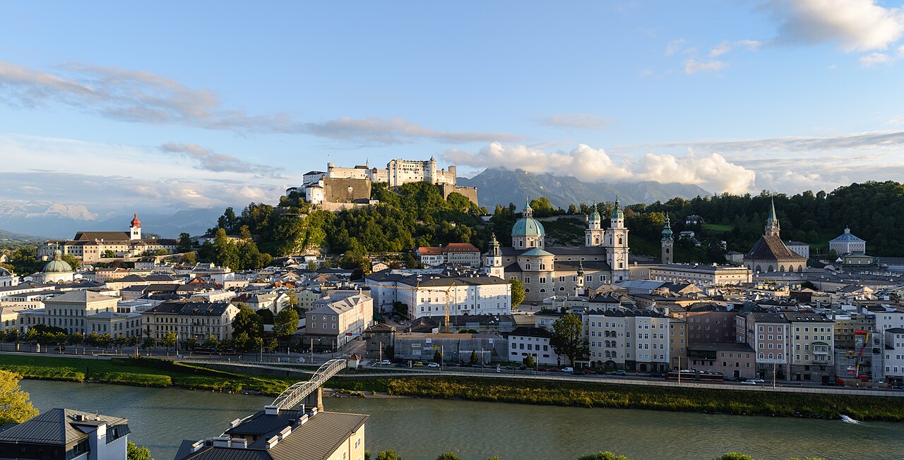 Salzburg old town and Hohensalzburg Fortress viewed from Kapuzinerberg.